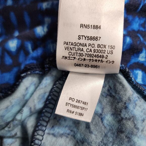 Patagonia Kamala Skirt Dress L Blue Ikat Boho Print Strapless Convertible Travel - Picture 4 of 6
